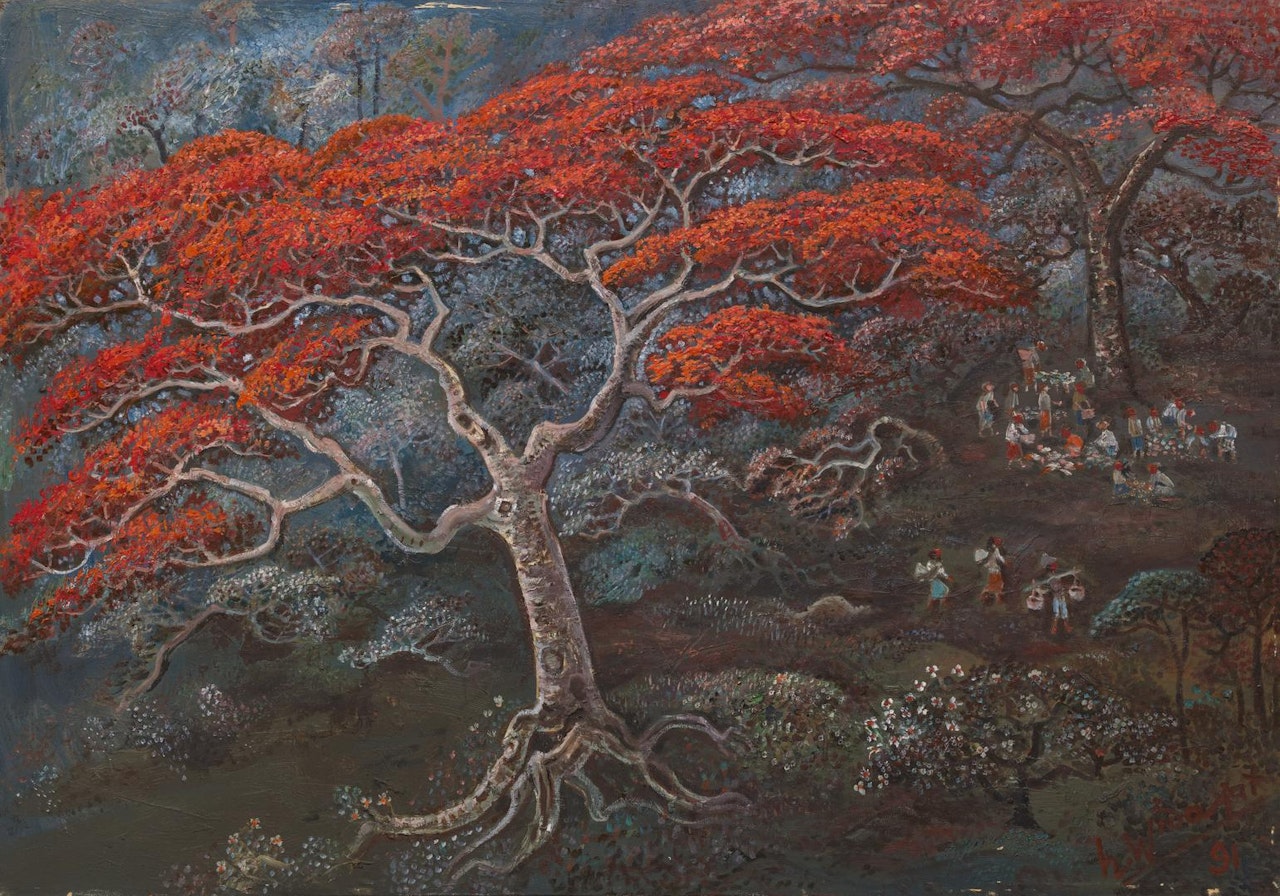 PASAR KECIL DI BAWAH POHON FLAMBOYAN (MARKET UNDER FLAMBOYANT) by Haji Widayat