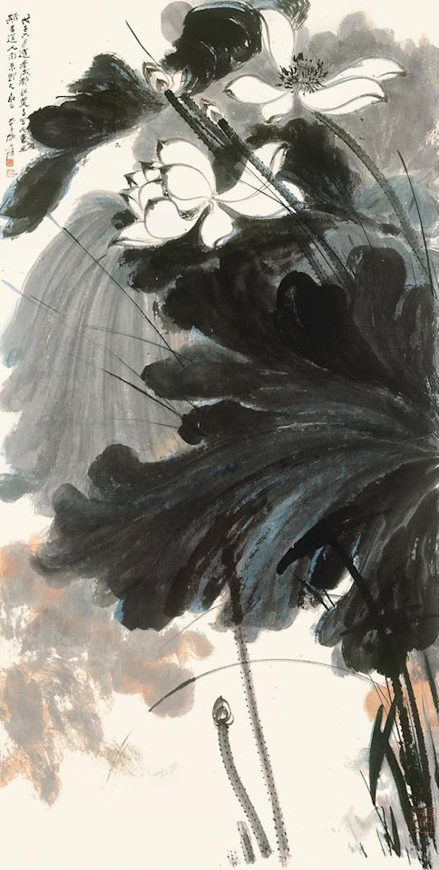 LOTUS IN THE WIND by Zhang Daqian