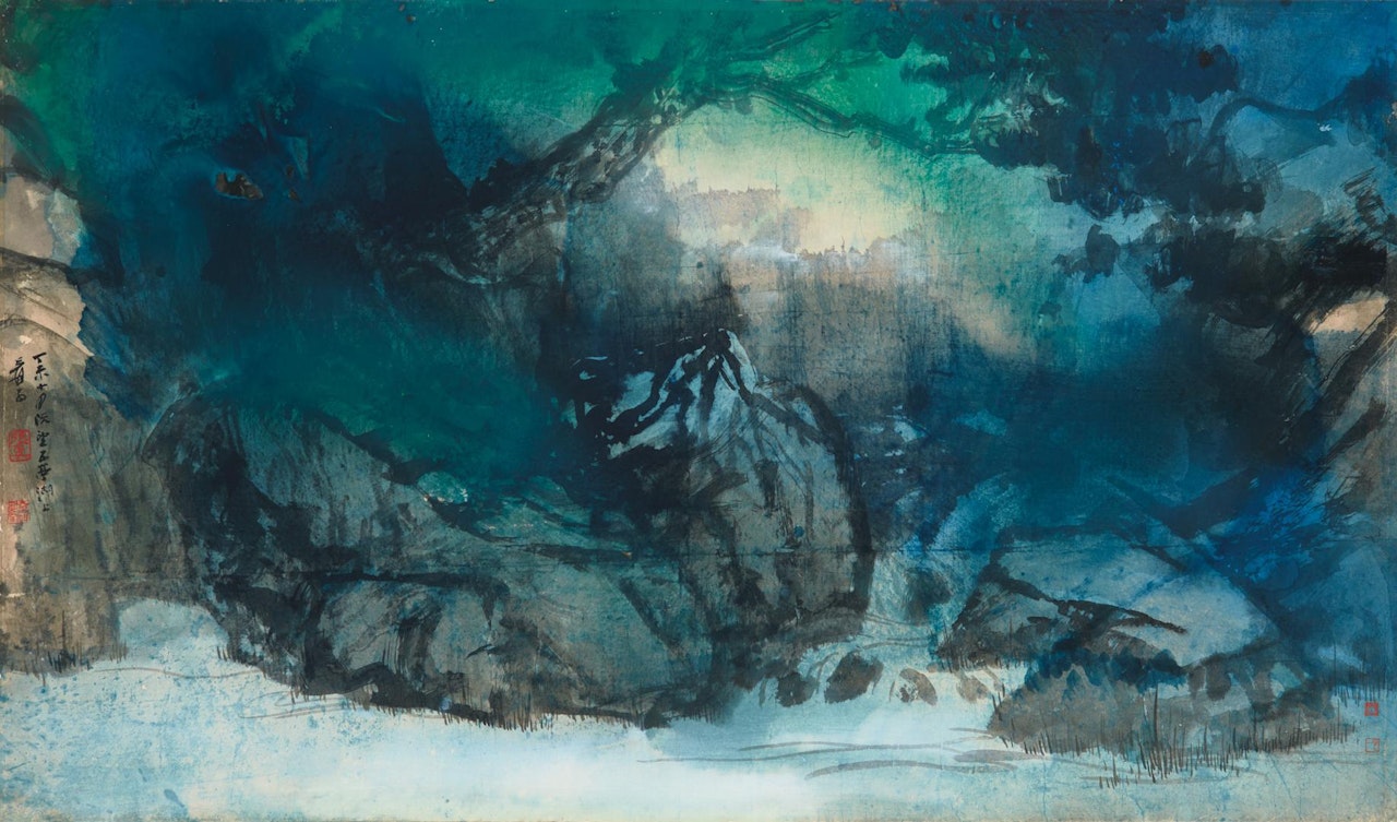 MIGHTY PINE BY AUTUMN WATER by Zhang Daqian