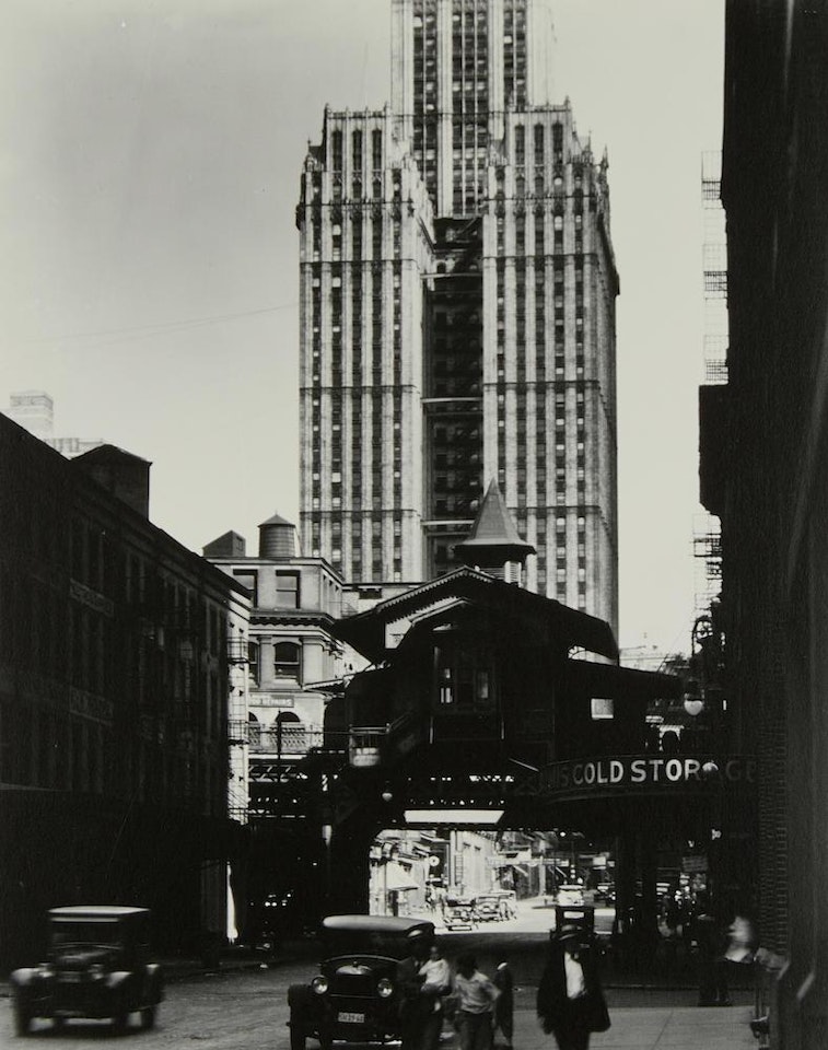 Back of Woolworth building from Barclays Street by Berenice Abbott