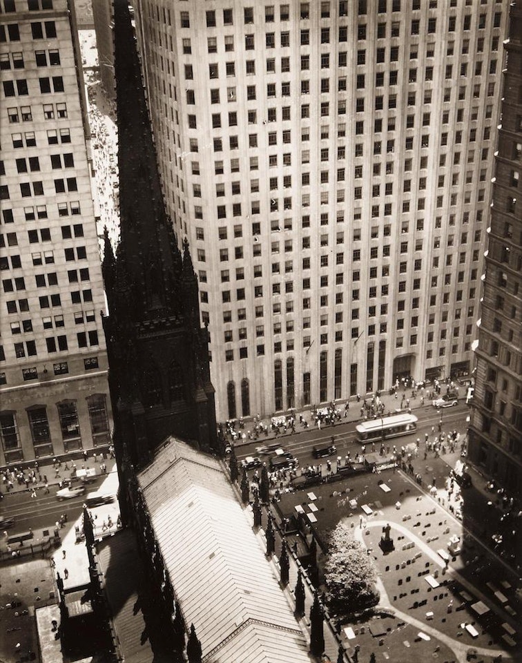 Trinity Church and Wall Street Towers by Berenice Abbott
