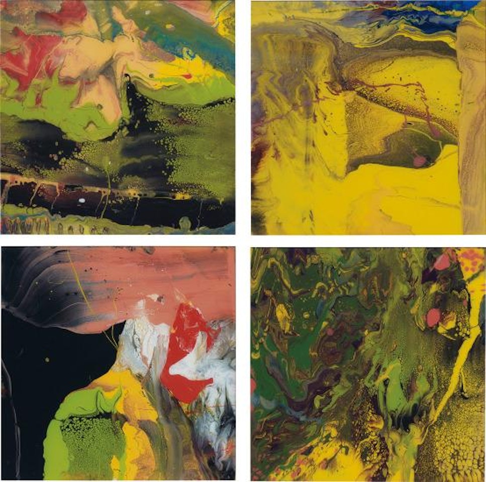 Four works: (i) Flow (P4); (ii) Flow (P5); (iii) Flow (P6); (iv) Flow (P7) by Gerhard Richter