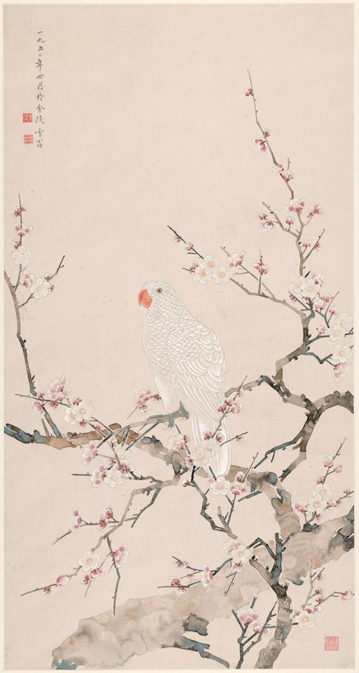 Parrot on a Prunus Branch by Chen Zhifo