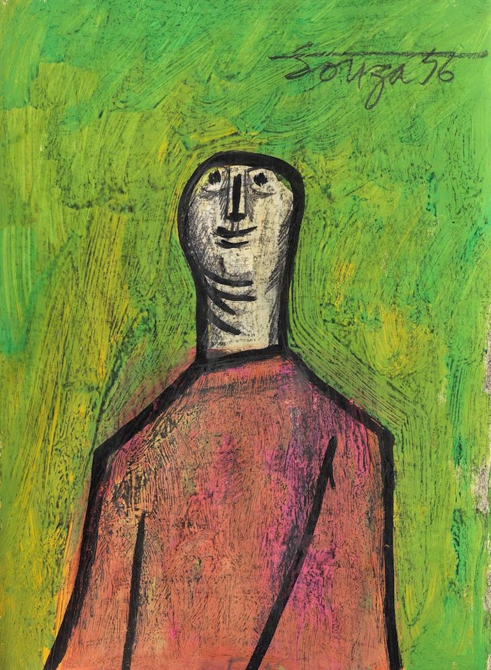 Figure on Green Background by Francis Newton Souza