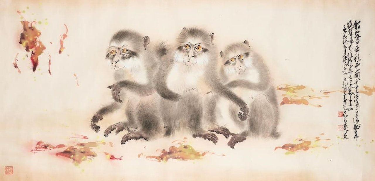Three Apes by Zhao Shao'ang