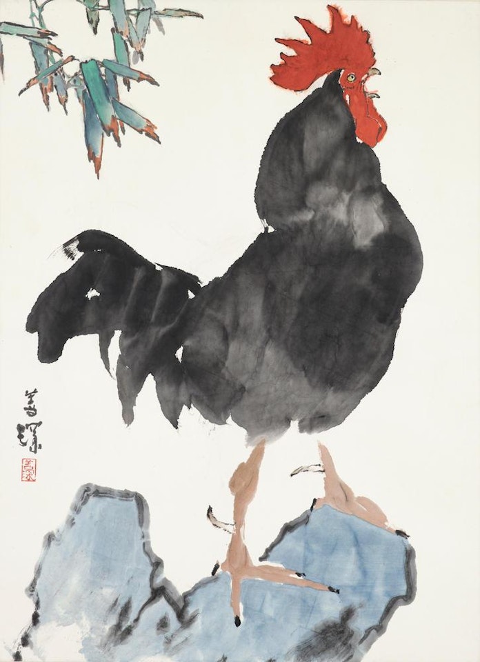 Rooster on a Rock by Yang Shanshen