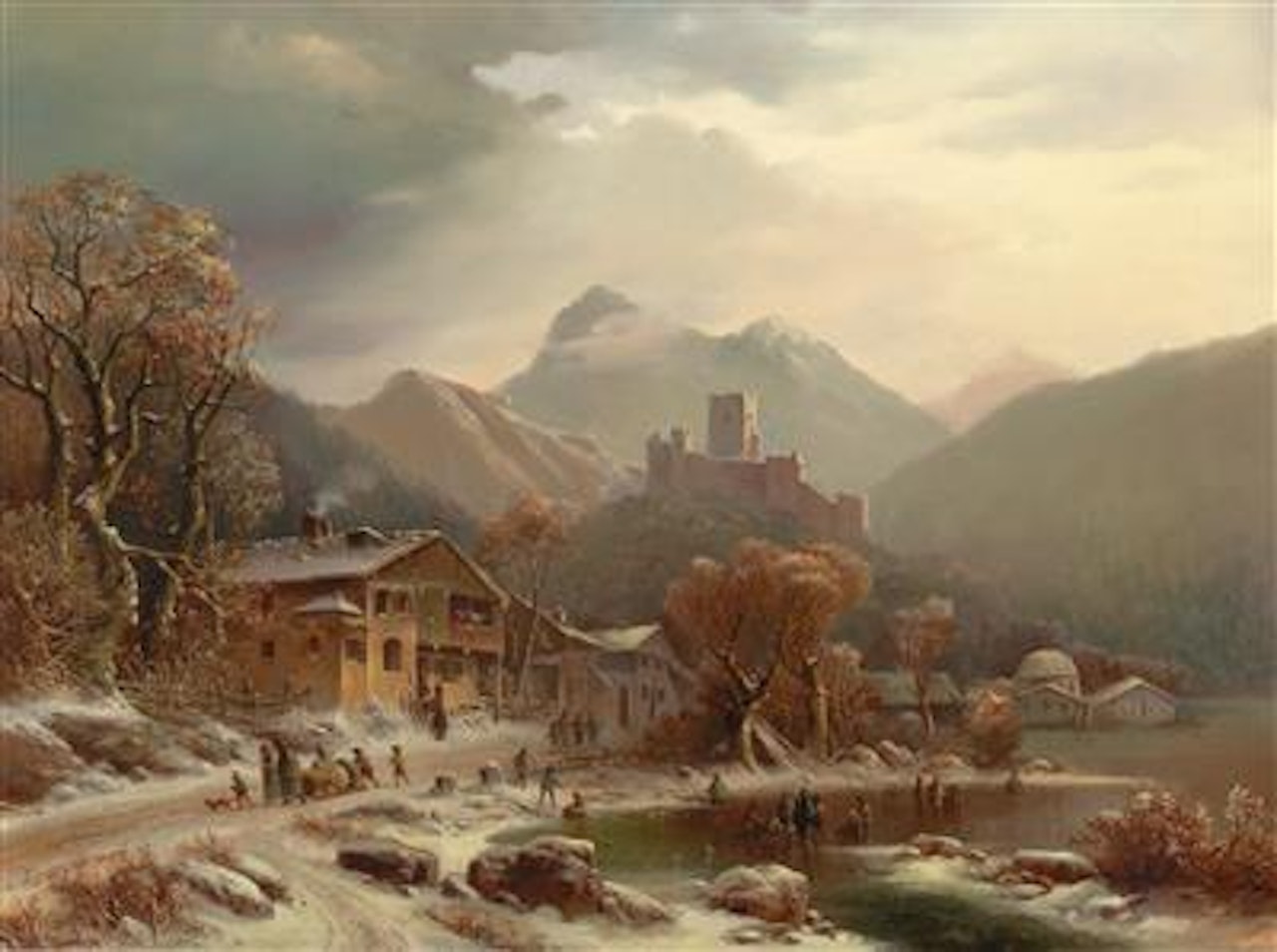 A winter idyll with a view of the Kropfsberg ruins Tyrol by Anton Doll