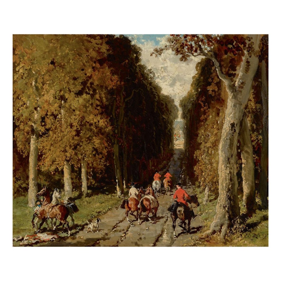 CHASSE DANS L'ALLÉE VERS LA CROIX by Alfred de Dreux