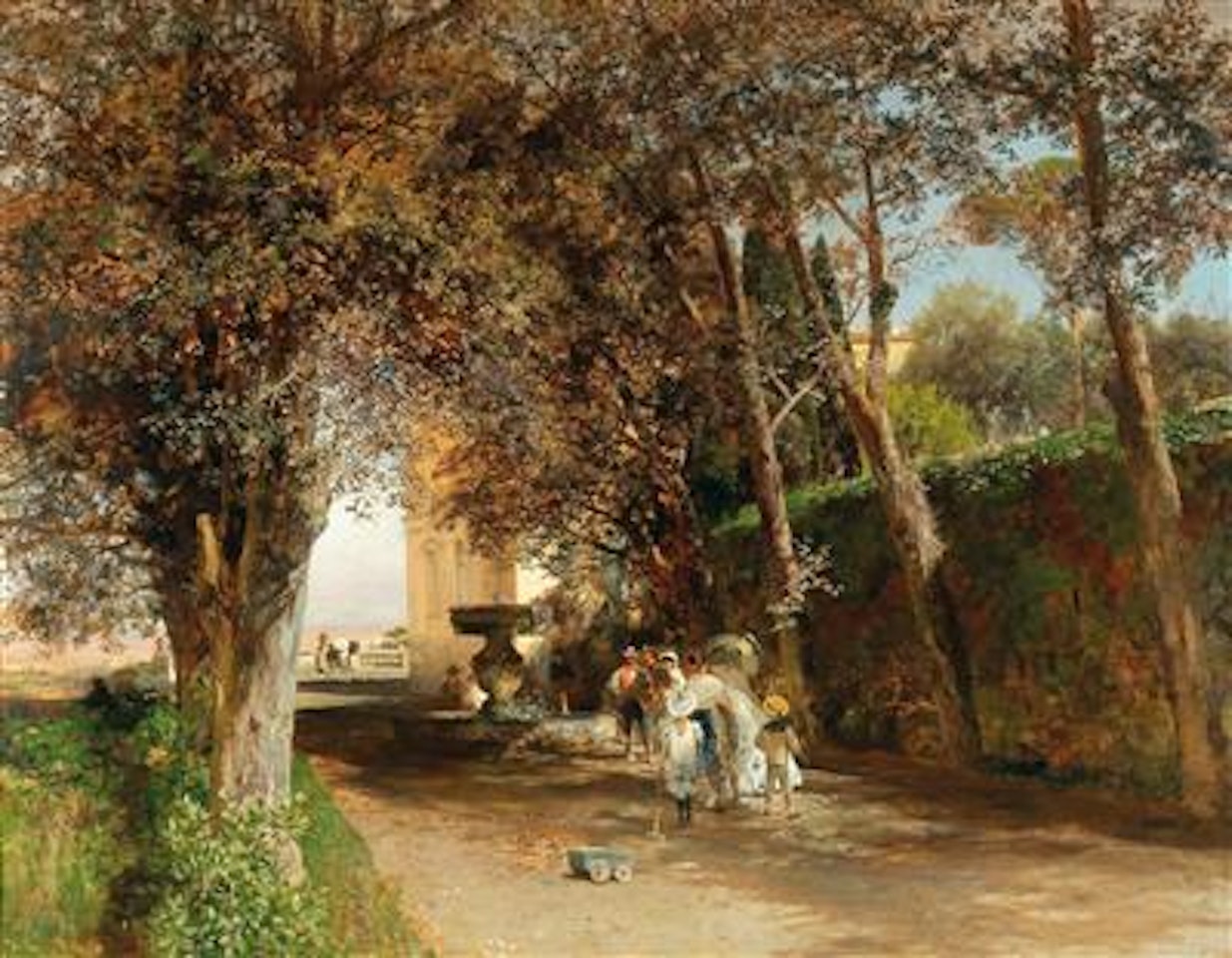 Afternoon in the park of Villa Torlonia at Frascati by Oswald Achenbach