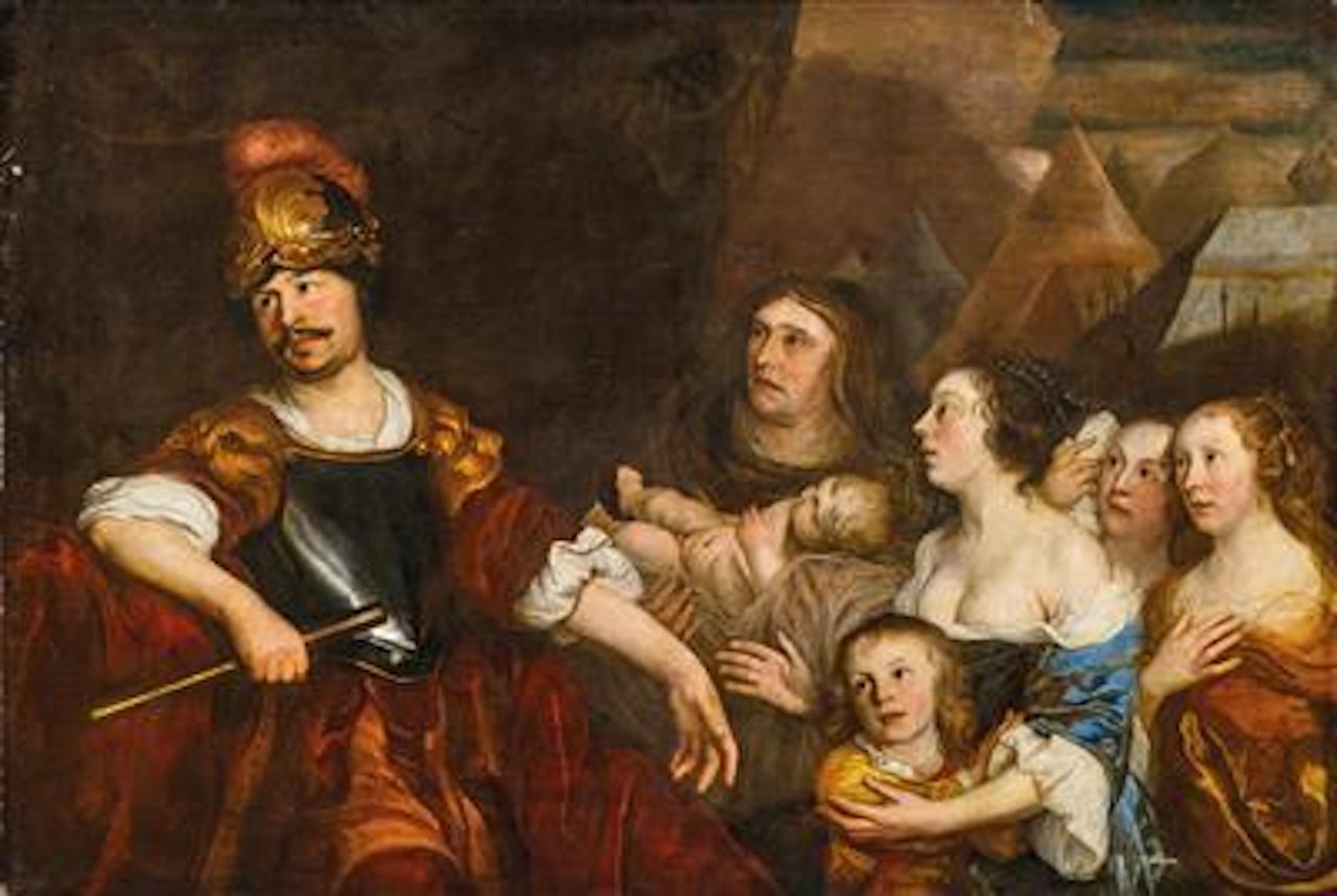 Portrait of a family in the guise of Volumnia and her children before Coriolanus by Abraham van den Tempel