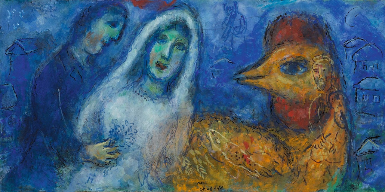 LES MARIÉS AU COQ by Marc Chagall