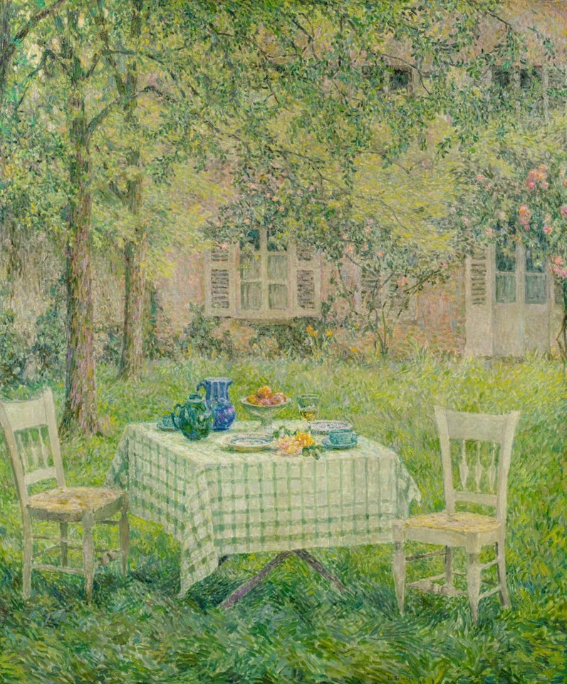 LA TABLE DANS LA VERDURE, GERBEROY by Henri Le Sidaner