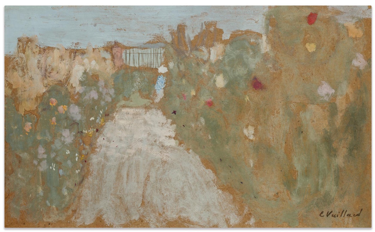 MADAME HESSEL DANS UNE ALLÉE À LA TERRASSE by Édouard Vuillard