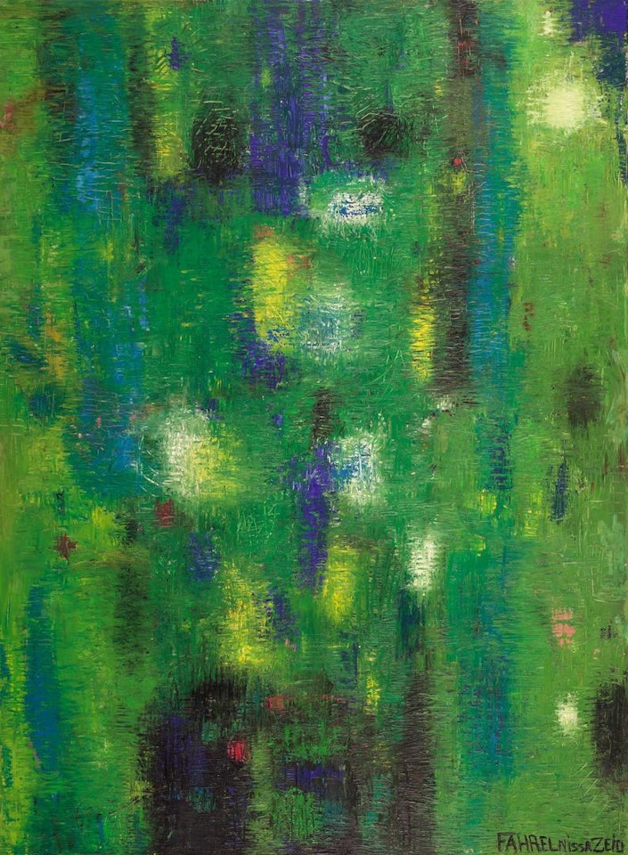 UNTITLED (GREEN ABSTRACT) by Fahr-El-Nissa Zeid