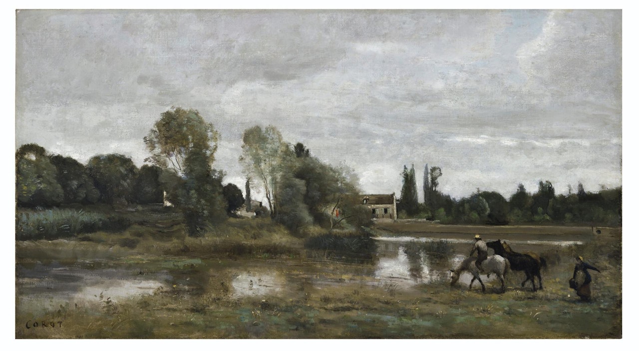 Ville d'Avray, L'abreuvoir des chevaux by Jean Baptiste Camille Corot