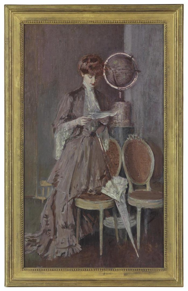 Portrait de Mme Helleu lisant debout by Paul César Helleu