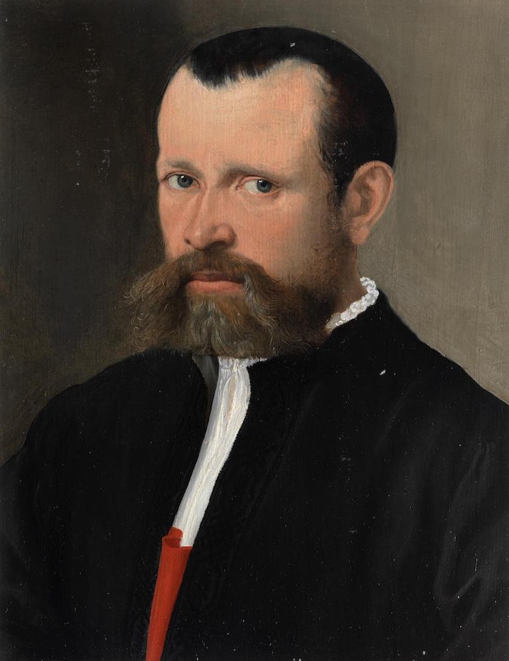 Portrait of a gentleman, bust-length, in a black coat by German School