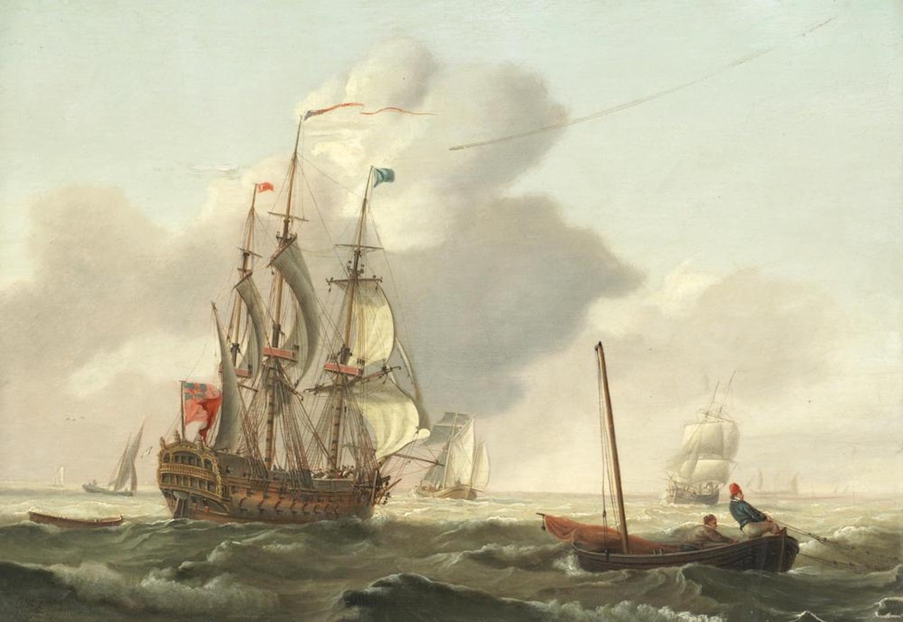 Man-o'war and other shipping on the North Sea by Charles Martin Powell