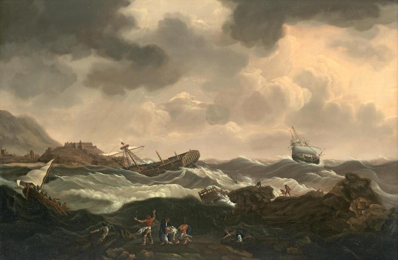 A convoy in distress off the North African coast by Charles Martin Powell