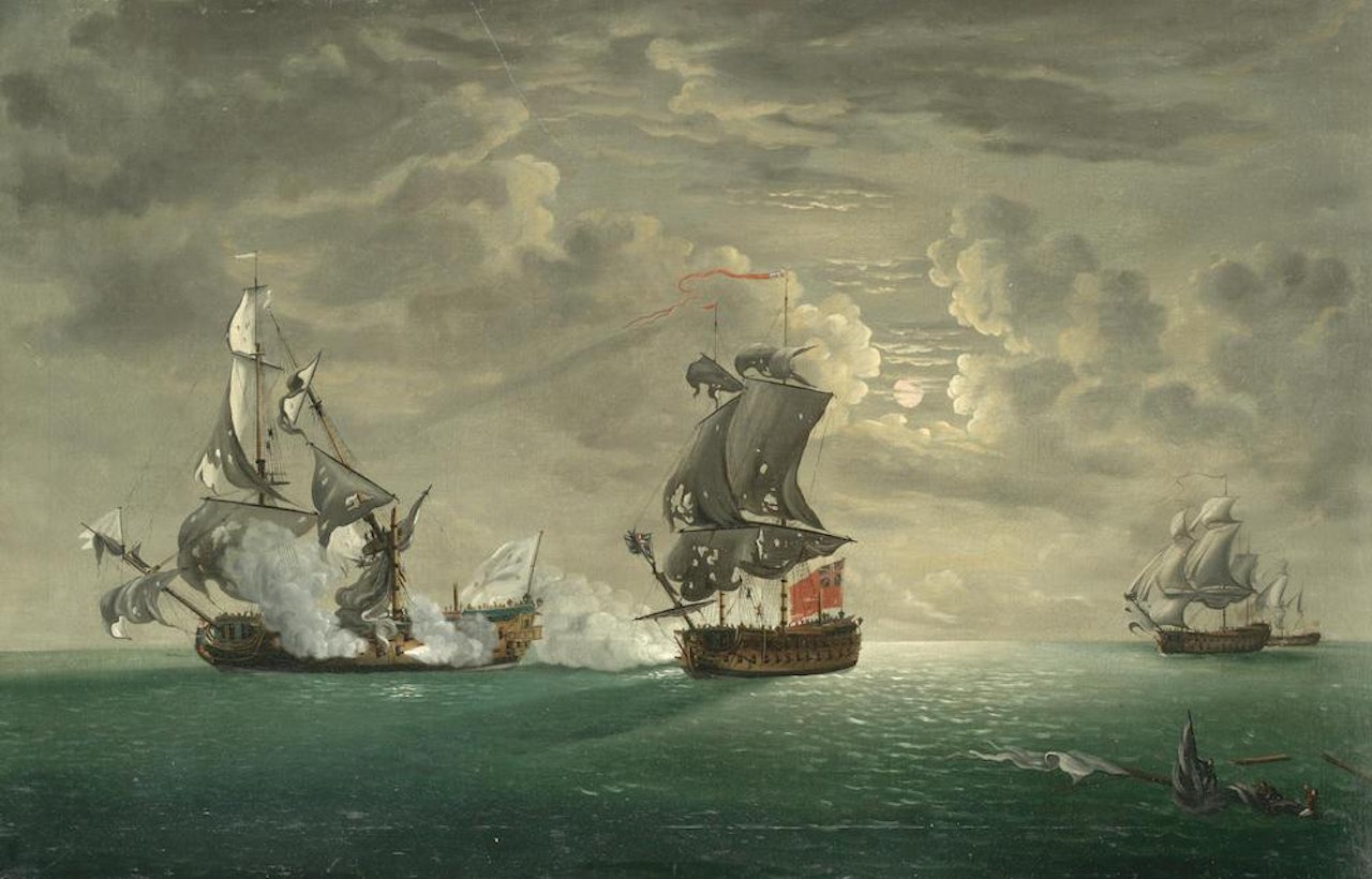 The Capture of the Foudroyant by HMS Monmouth, 28 February 1758 by Francis Swaine