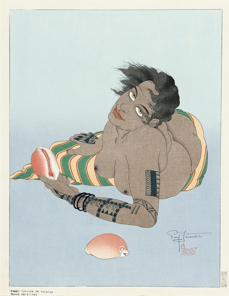 Femme tatouée de Falalap. Ouest Carolines by Paul Jacoulet