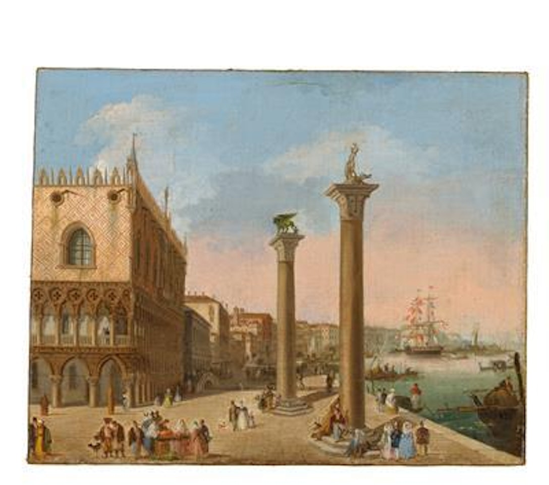 The Molo towards the Riva degli Schiavoni Venice by Giuseppe Bernardino Bison