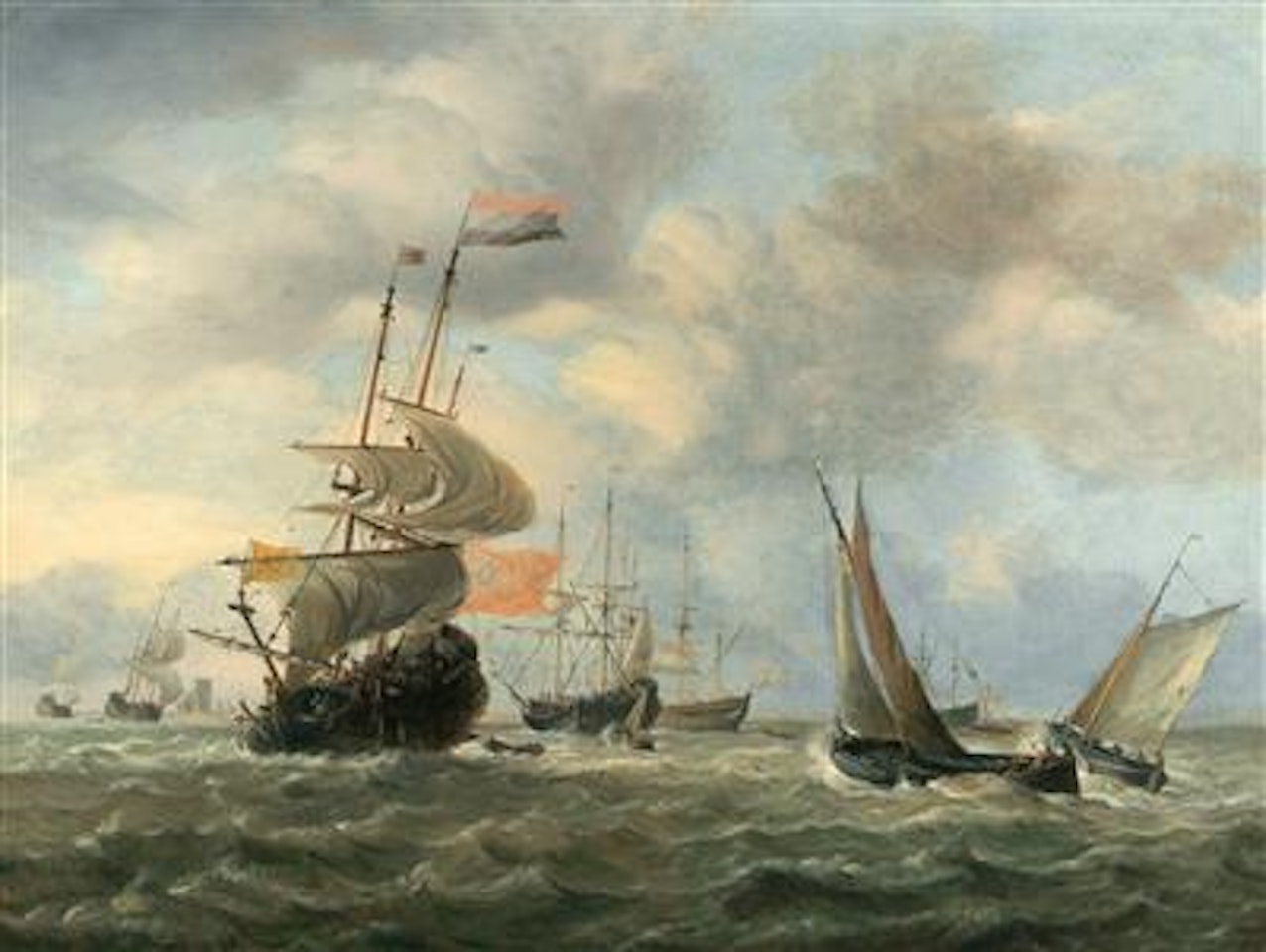 Ships on a rough sea by Jan Abrahamsz. Beerstraten