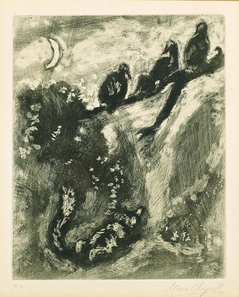 Le Renard et les Poulets d'Inde, Pl. 100 from Fables de La Fontaine (C. 68, S.-V. 194), –1930 by Marc Chagall