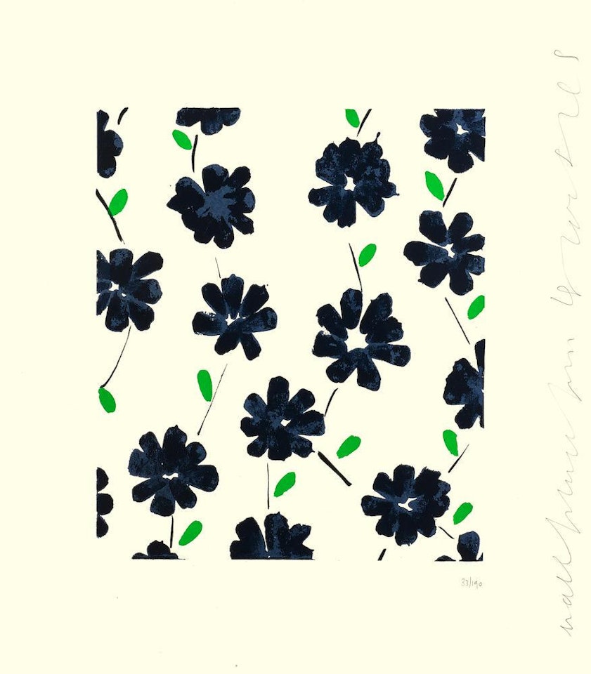Untitled (Dark Purple with Green); Untitled (Blue and Orange), both from Wall Flowers by Donald Sultan
