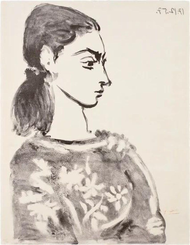 Femme au corsage à fleurs (Woman with Flower Bodice) (Jacqueline Roque) by Pablo Picasso