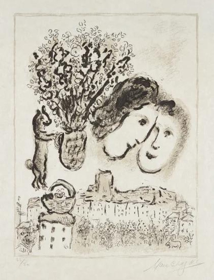 Double visage gris (Double Gray Portrait) by Marc Chagall