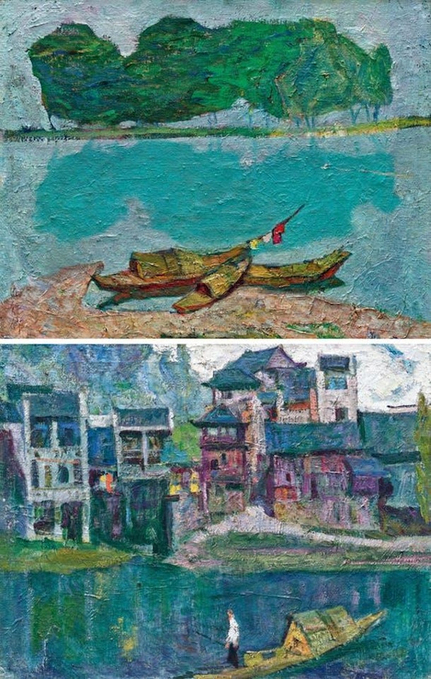 Boats at Anchor;  A Corner of the Town by Luo Erchun