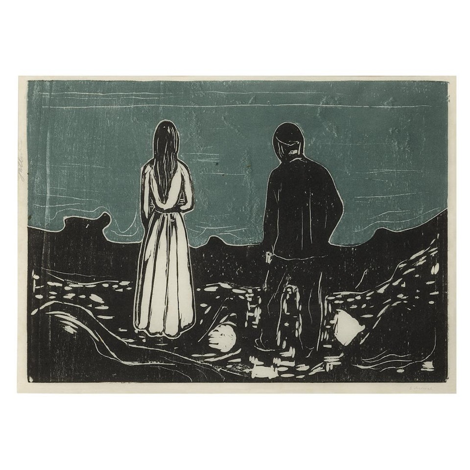 TWO HUMAN BEINGS. THE LONELY ONES (SCHIEFLER 133; WOLL 157) by Edvard Munch