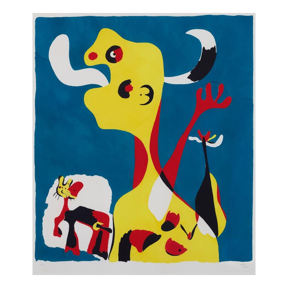 FEMME ET CHIEN DEVANT LA LUNE (DUPIN 18) by Joan Miró