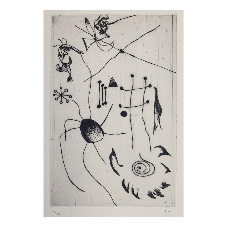 SÉRIE NOIRE ET ROUGE: ONE PLATE (D. 32) by Joan Miró