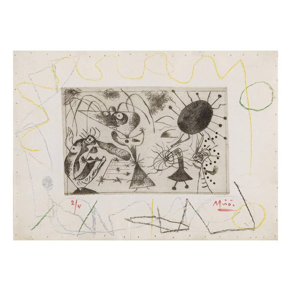 SÉRIE NOIRE ET ROUGE: ONE PLATE (D. 33) by Joan Miró