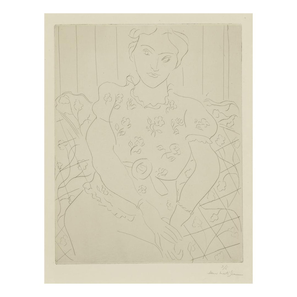 JEUNE FEMME AU CORSAGE FLEURI (DUTHUIT 259) by Henri Matisse