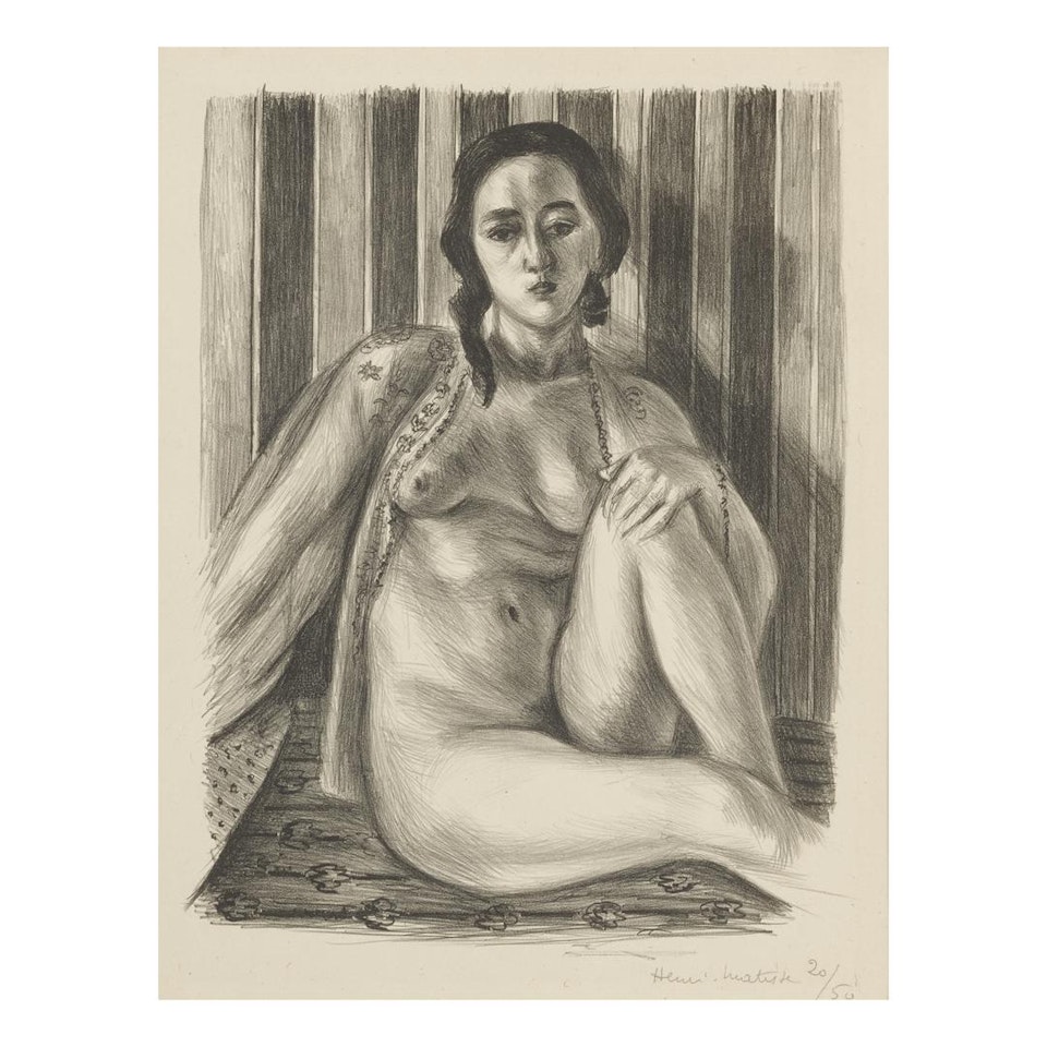 NU ASSIS À LA CHEMISE DE TULLE (D. 465) by Henri Matisse