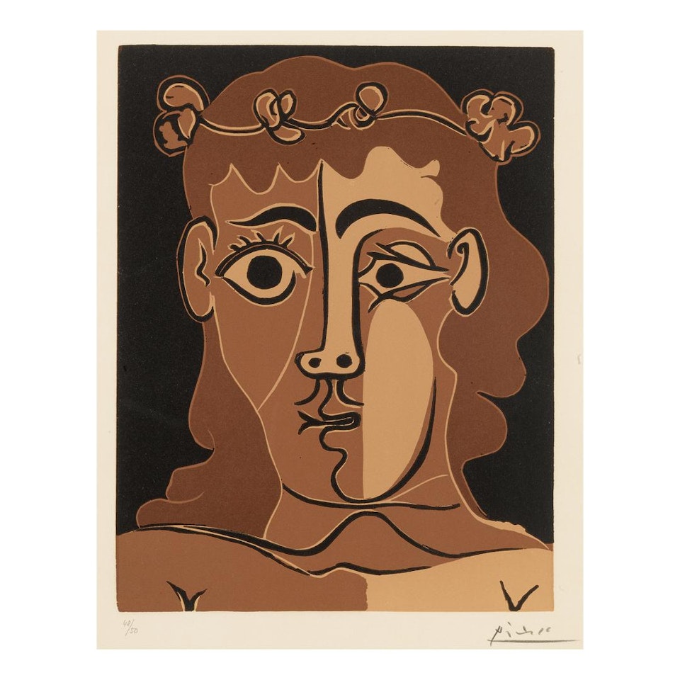 JEUNE HOMME COURONNÉ DE FEUILLAGE (B. 1087; BA. 1307) by Pablo Picasso