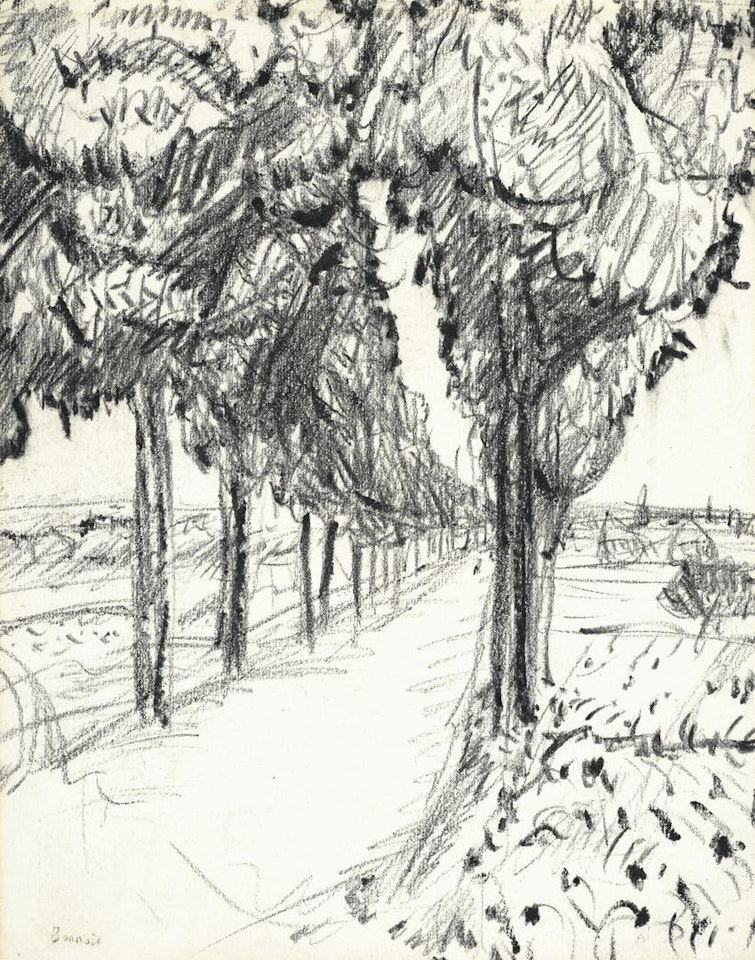 Allée d'arbres (recto); Paysan sur la même allée d'arbres (verso) by Pierre Bonnard