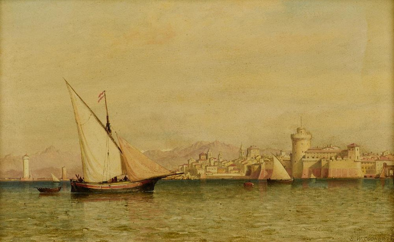 Fishing boats in the port of Genoa by Edward William Cooke