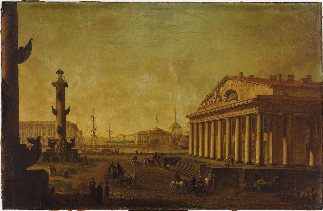View of the Stock Exchange, St Petersburg by Russian School