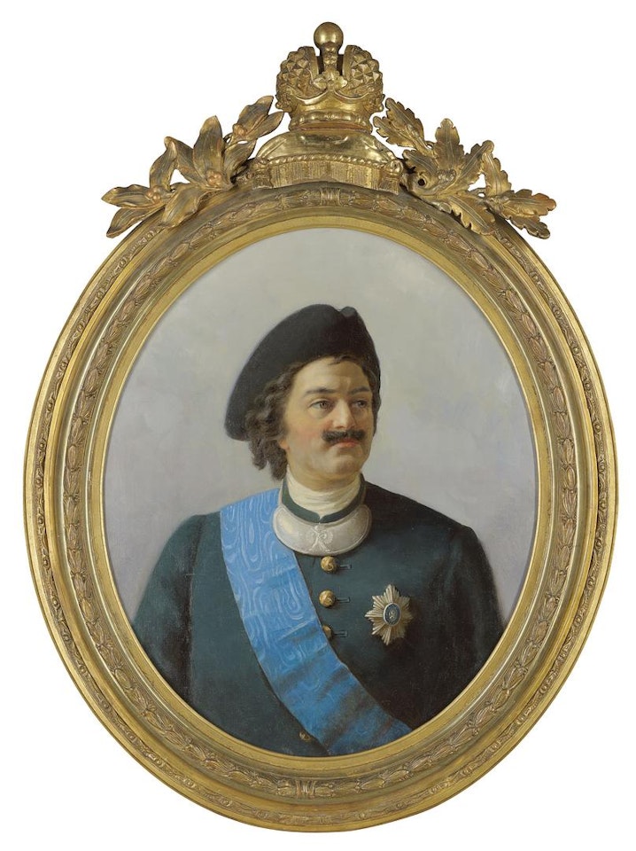 Portrait of Peter the Great (1672-1725) wearing the sash of St Andrew by Russian School