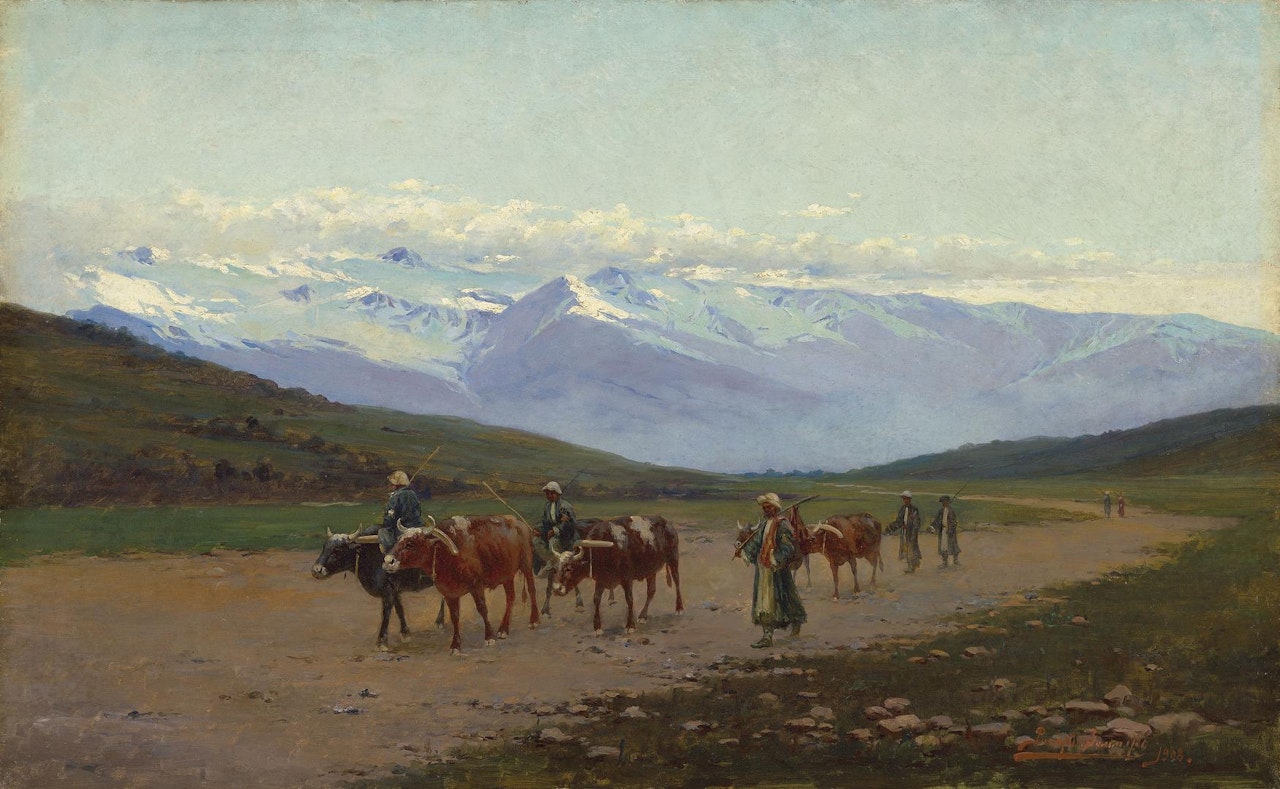 Farmers leading livestock to pasture by Richard Karlovich Zommer