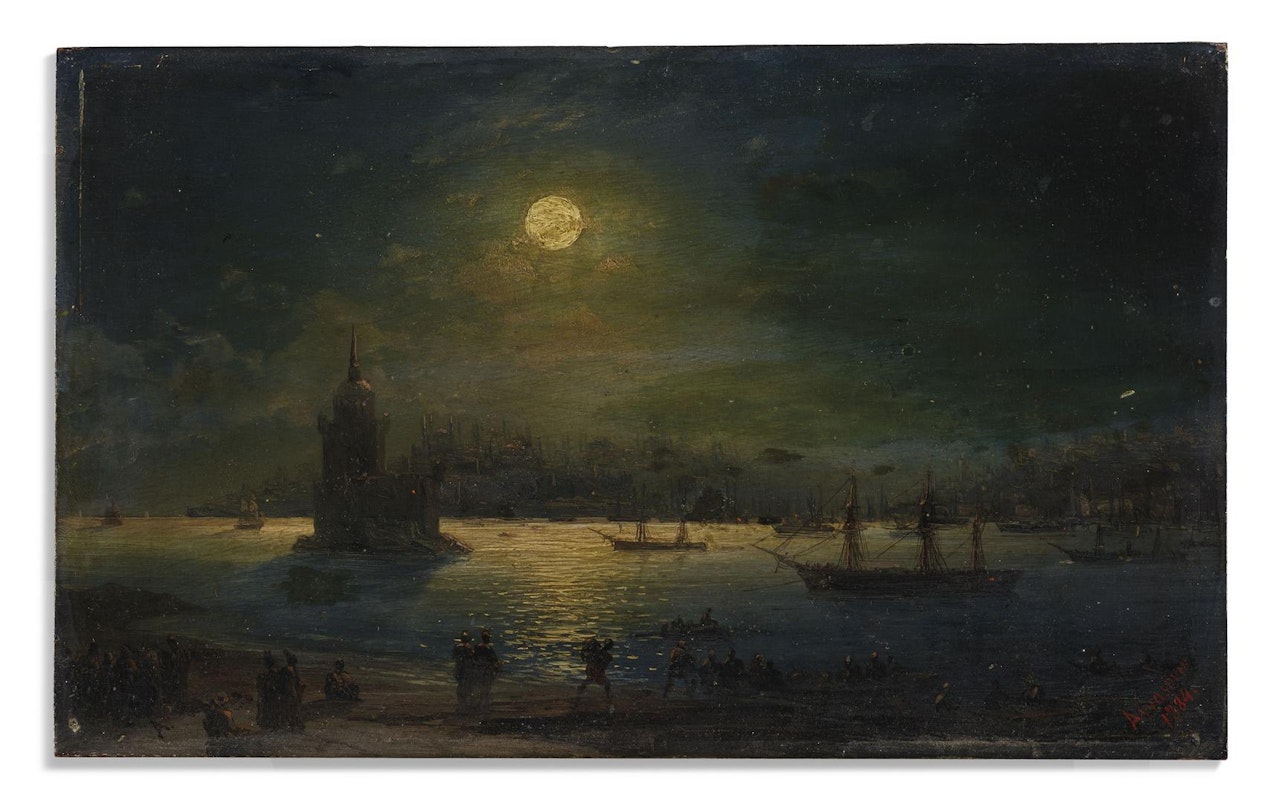 View of the Bosphorus Strait with the Hagia Sophia and the Maiden's Tower by Ivan Konstantinovich Aivazovsky