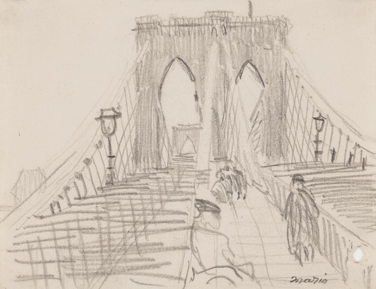 Walking Across the Brooklyn Bridge by John Marin
