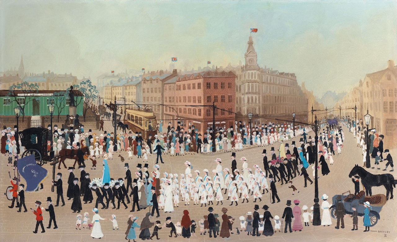 The Whitsuntide Procession in Manchester by Helen Bradley