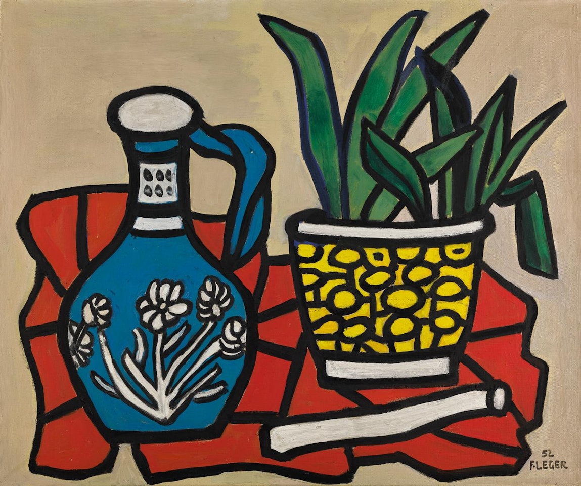 UN VASE BLEU, UN TAPIS ROUGE by Fernand Leger