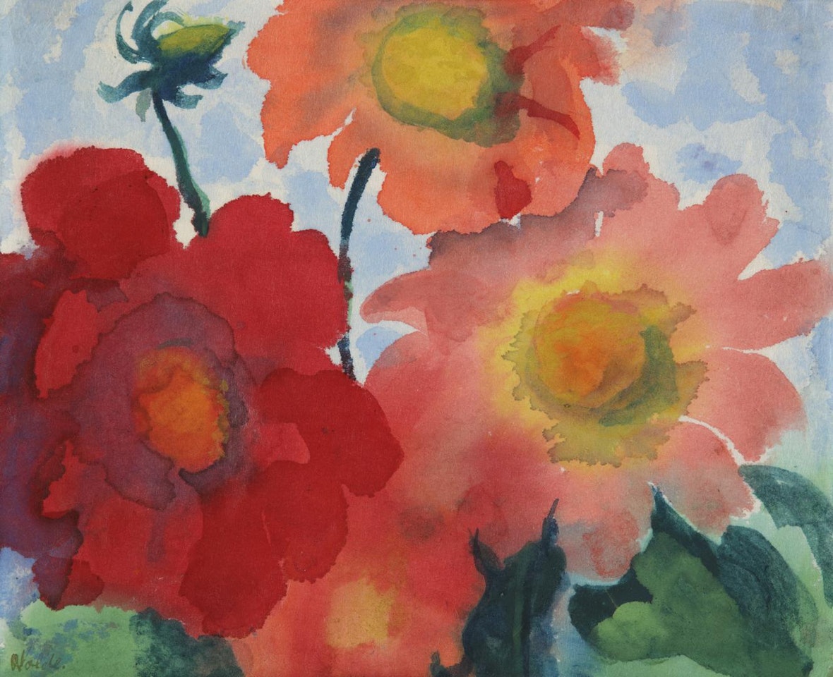 ROTEN DAHLIEN (RED DAHLIAS) by Emil Nolde