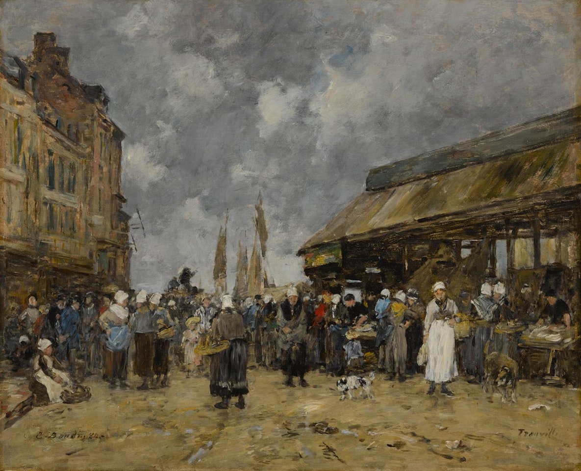 TROUVILLE, MARCHÉ AUX POISSONS by Eugène Boudin